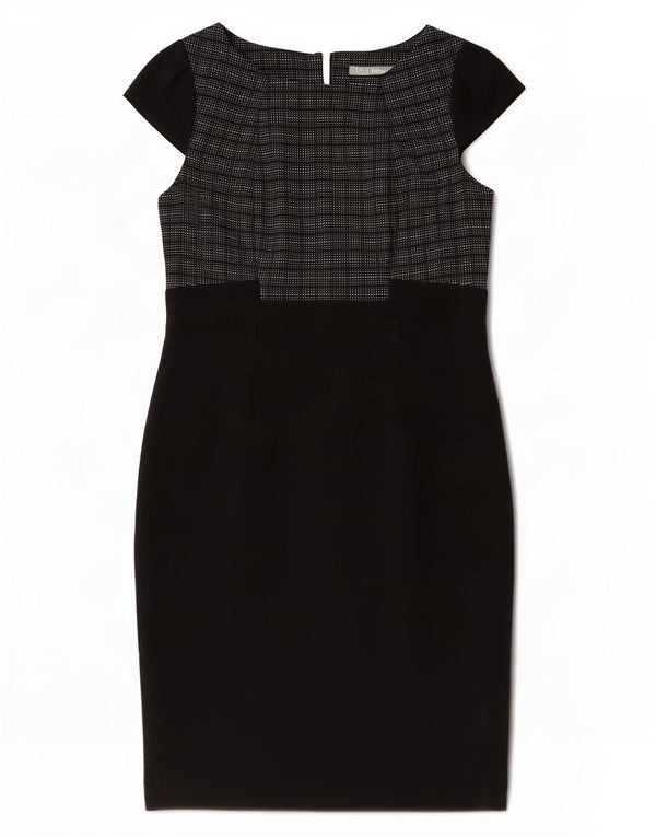 Marks & Spencer Womens Sheath Dress UK 14 Medium Black Check Polyester