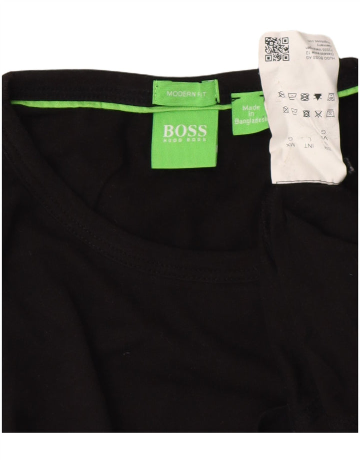 HUGO BOSS Camiseta con gráfico de corte moderno para hombre, talla grande, negro