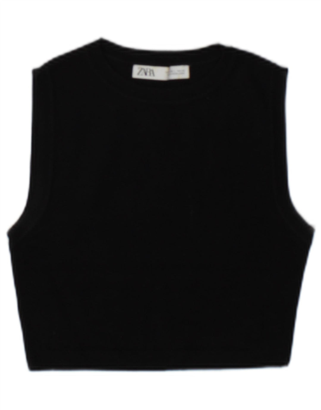 Zara Mujer Crop Vest Top UK 44 Large Viscosa Negra