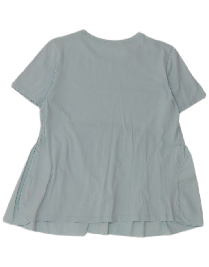 Zara Mujer Blusa Top UK 40 Algodón Azul Medio