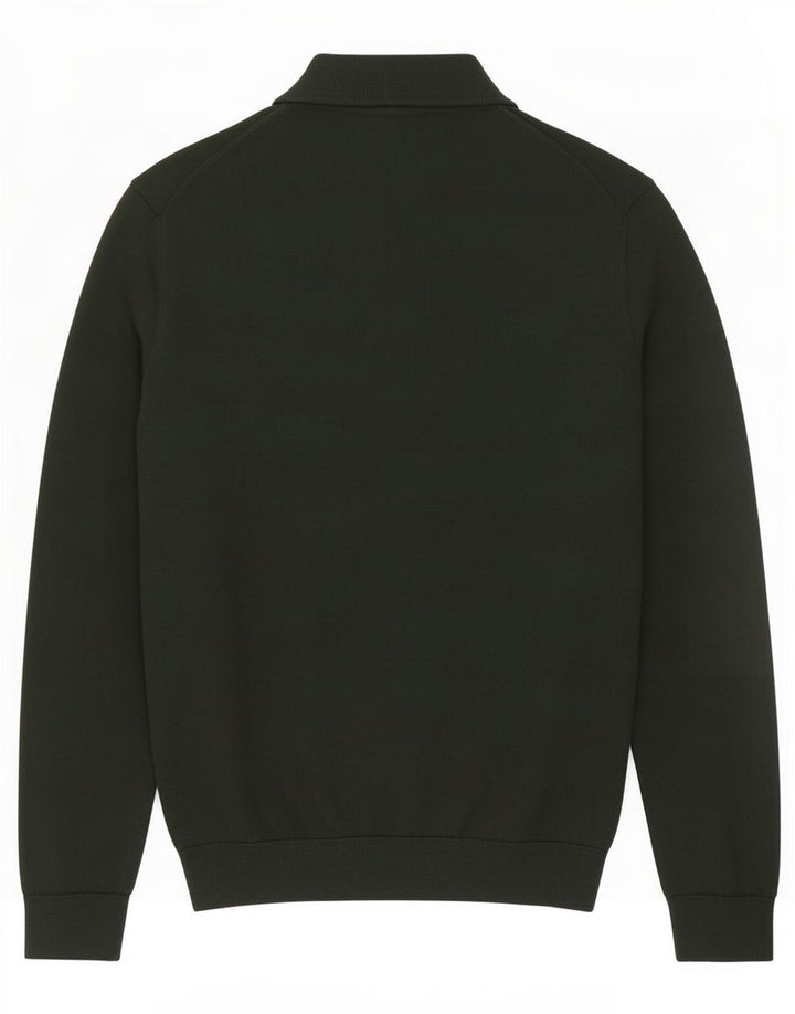 Zara Hombre Polo Neck Jumper Sweater Acrílico Verde Medio