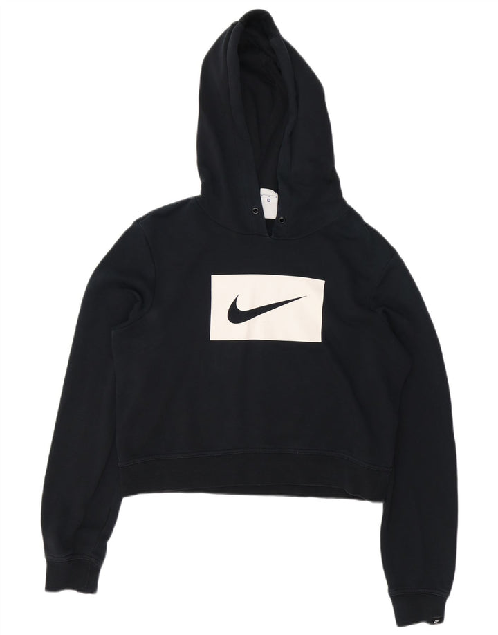 Nike - Sudadera con capucha para mujer, diseño gráfico, talla 40, talla mediana, color negro