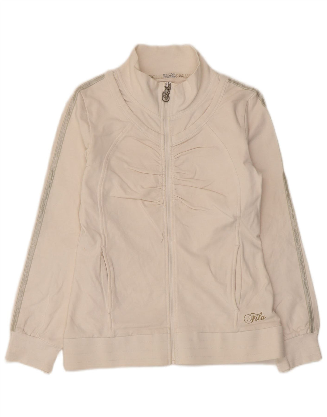 Fila Chaqueta de chándal para mujer UK 10 Small White Stripe Cotton