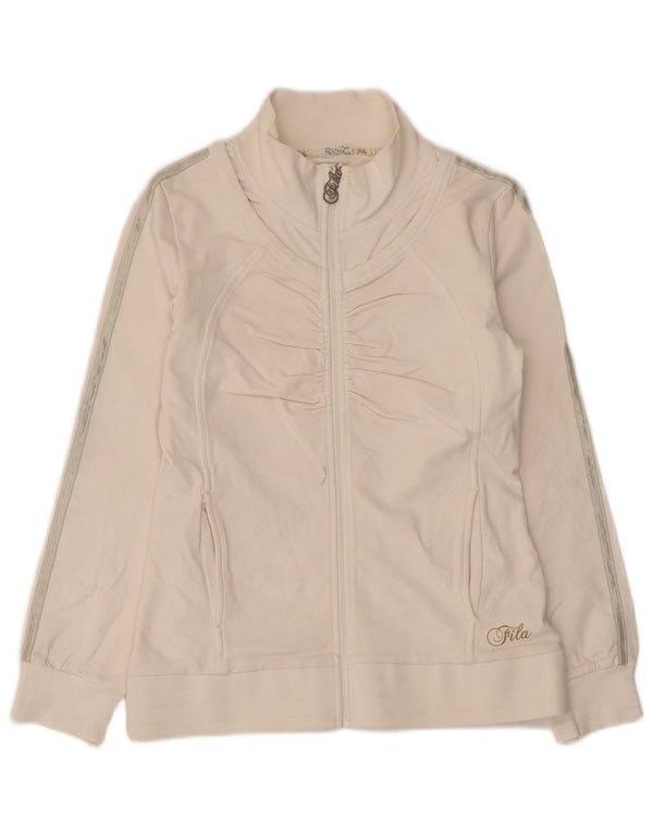 Fila Chaqueta de chándal para mujer UK 10 Small White Stripe Cotton