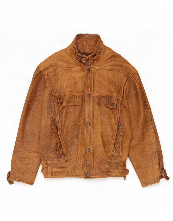 Vintage hombres chaqueta de cuero Reino Unido 40 marrón grande