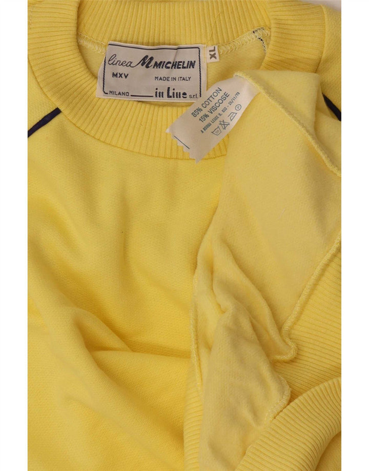 Vintage Hombres Regular Fit Sudadera Jumper XL Algodón Amarillo