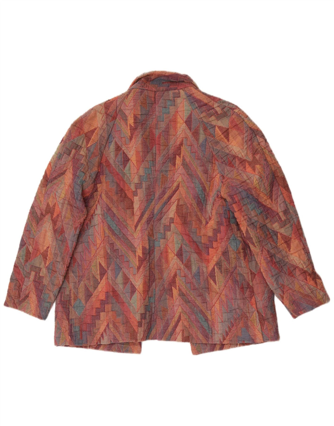 Vintage mujer abierta blazer chaqueta Reino Unido 12 medio multicolor geométrico