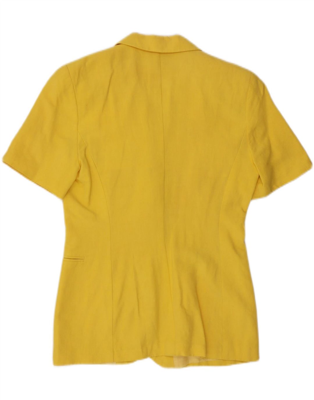 VINTAGE Mujer Manga Corta 2 Botón Blazer Chaqueta Reino Unido 12 Amarillo Medio