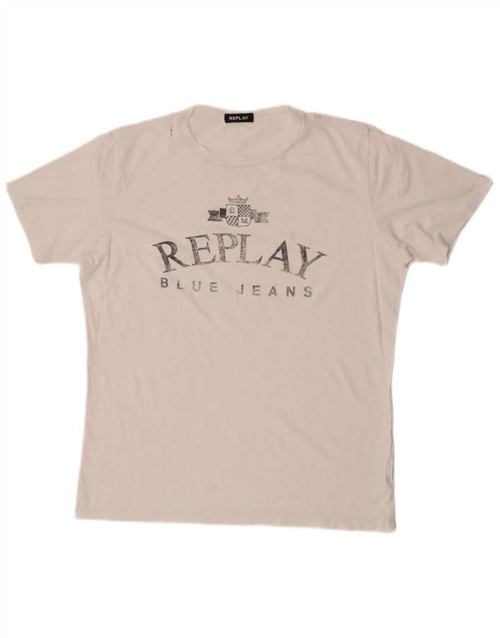 Replay - Camiseta gráfica para hombre, talla grande, color blanco