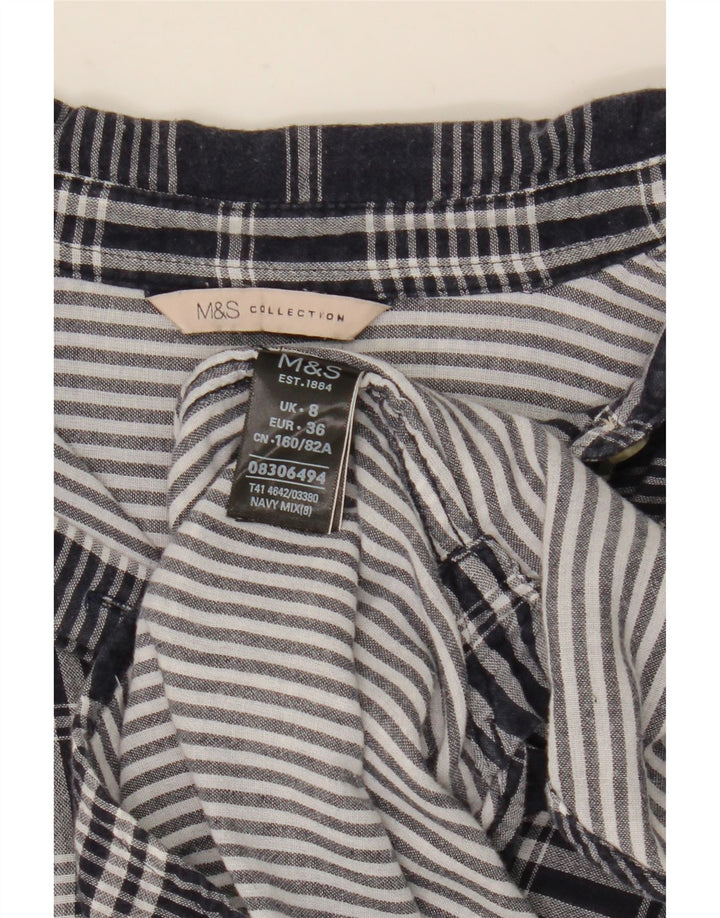 Marks & Spencer Camisa extragrande para mujer UK 8 Small Azul marino Cuadros Algodón