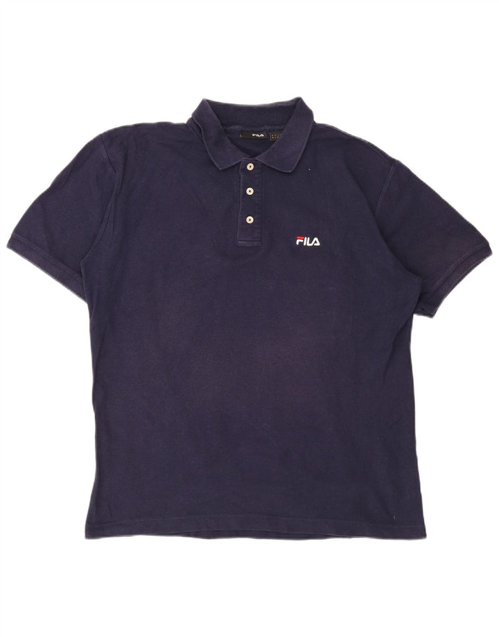 FILA Polo para hombre grande azul marino algodón