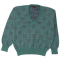 Peter Brown Jersey con cuello en V para hombre IT 50 Lana geométrica verde medio