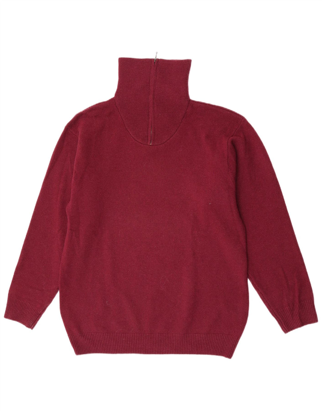 Tardini - Jersey con cuello y cremallera para hombre, talla grande, lana burdeos