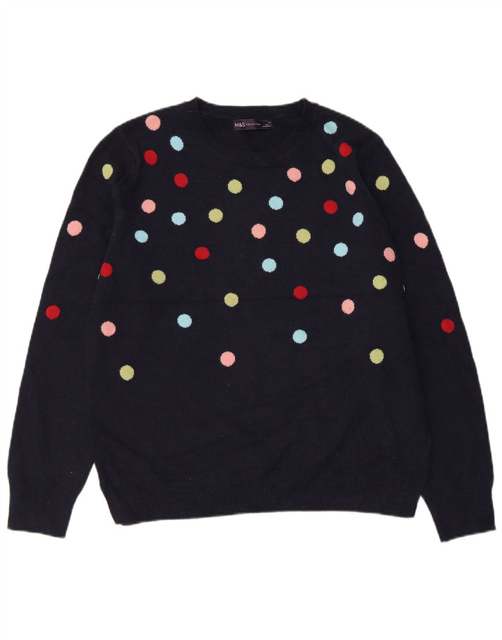 MARKS & SPENCER Suéter tipo jersey con cuello redondo para mujer UK 44 Azul marino mediano