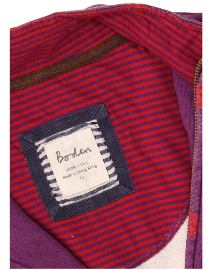 BODEN Sudadera con cuello y cremallera para mujer, talla 40, talla mediana, color morado y lunares