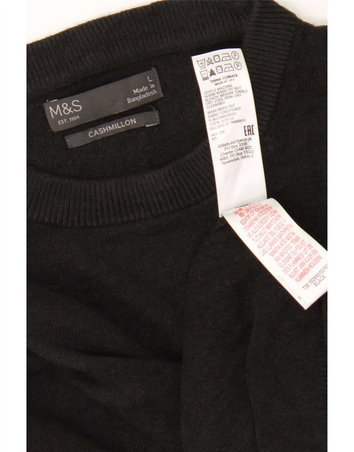 Marks & Spencer - Jersey de cuello redondo para hombre, talla grande, acrílico negro