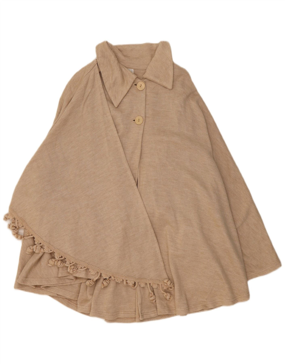 VINTAGE Mujer Poncho Cardigan Suéter Un Tamaño Beige Lana