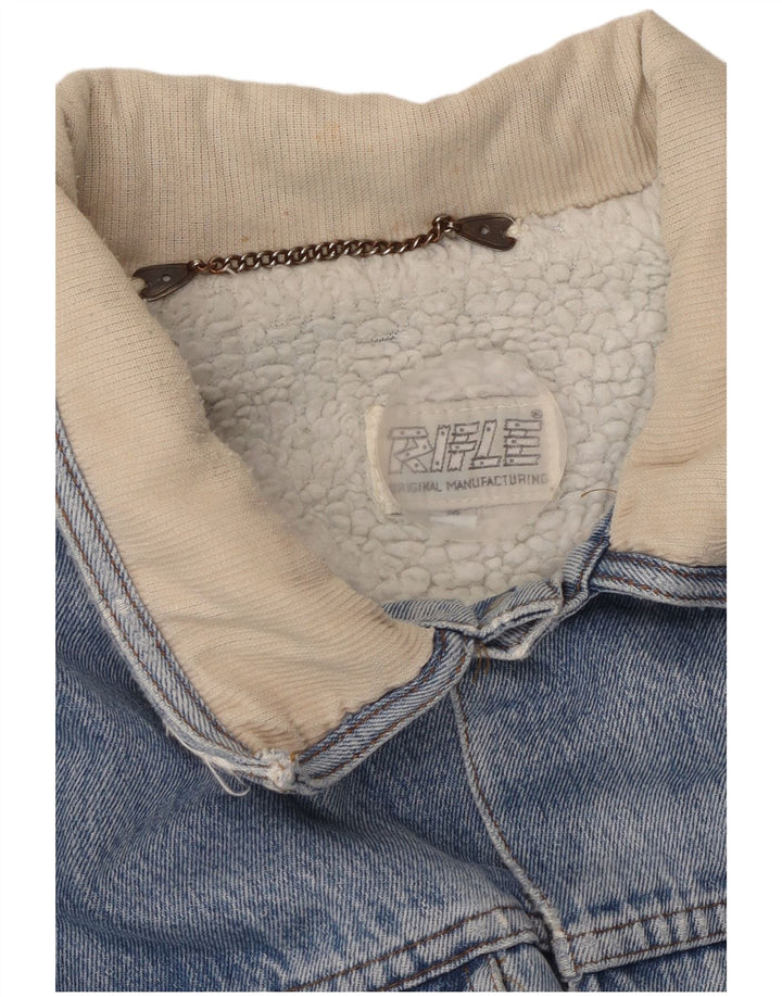 RIFLE Chaqueta vaquera Sherpa para hombre UK 38 Azul medio