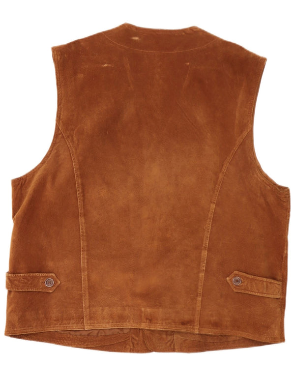 Chaleco de ante para hombre Front Line UK 48 2XL Cuero marrón