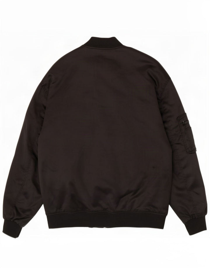 Zara Hombre Chaqueta Acolchada Gráfica ES 38 Mediano Poliéster Negro