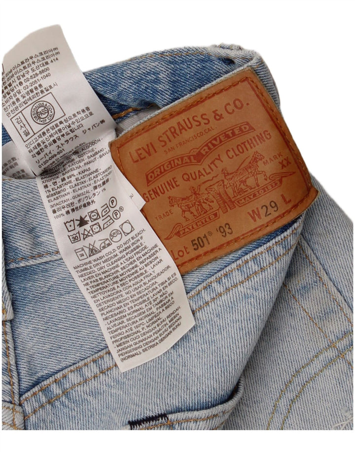 LEVI'S Pantalones cortos vaqueros desgastados de cintura alta 501 para mujer W29 Azul medio