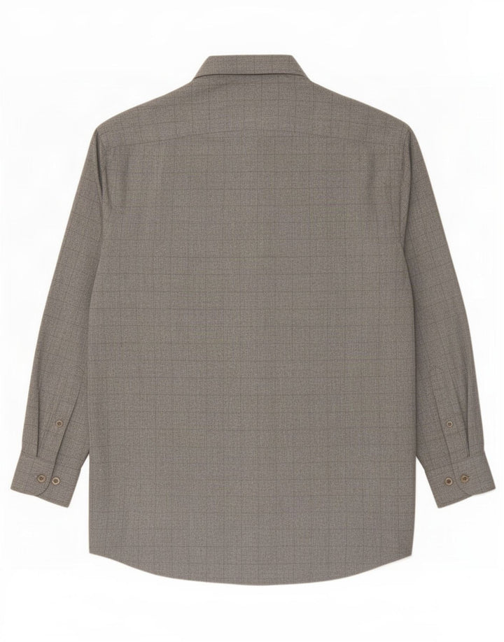 Camisa Alta Hombre Massimo Dutti Talla 42 Viscosa Cuadros Gris Grande