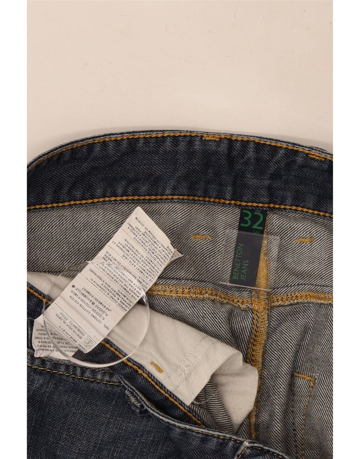BENETTON Vaqueros Rectos Mujer W32 L30 Azul Marino Algodón