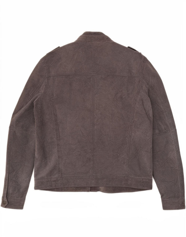 Conbipel Chaqueta de cuero militar para hombre IT 52 Cuero gris grande