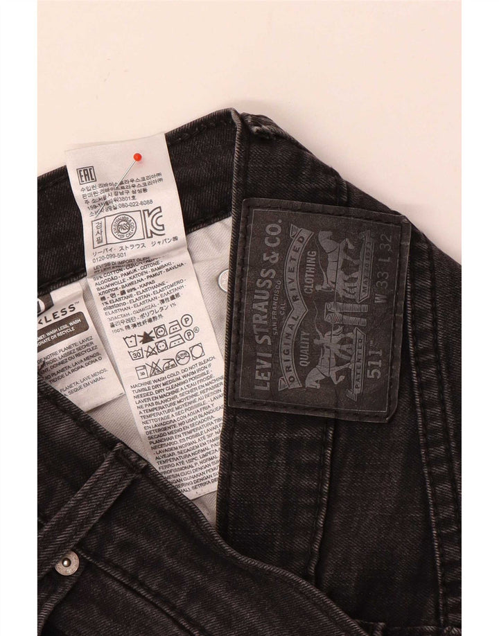 Levi's Hombre 511 Slim Jeans W33 L28 Algodón Gris