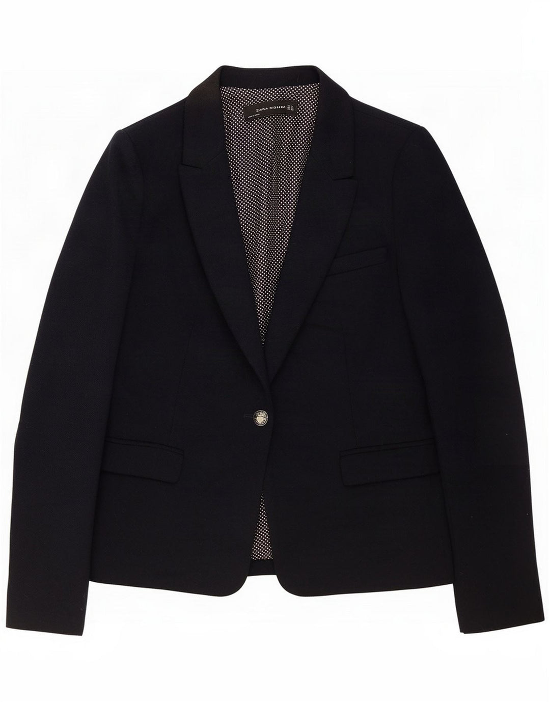Zara Chaqueta Blazer De 1 Botón Para Mujer UK 44 Mediana Azul Marino Poliéster