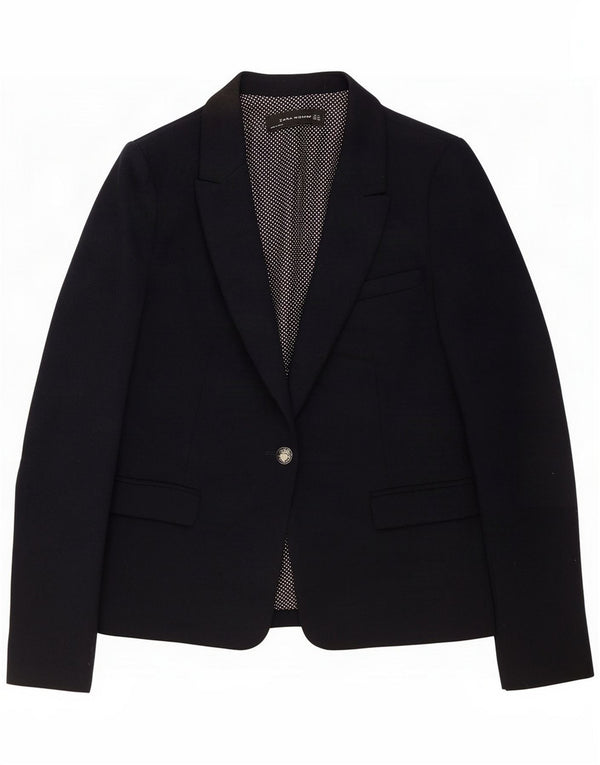 Zara Chaqueta Blazer De 1 Botón Para Mujer UK 44 Mediana Azul Marino Poliéster
