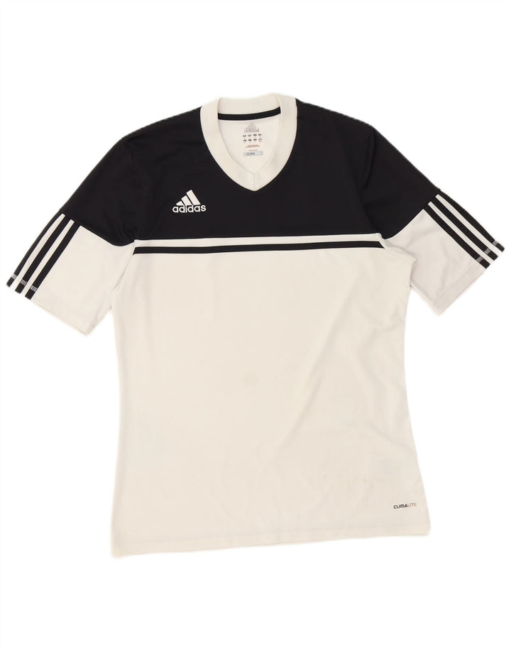 Adidas Hombre Climalite Camiseta Top Medio Blanco Colorblock Poliéster