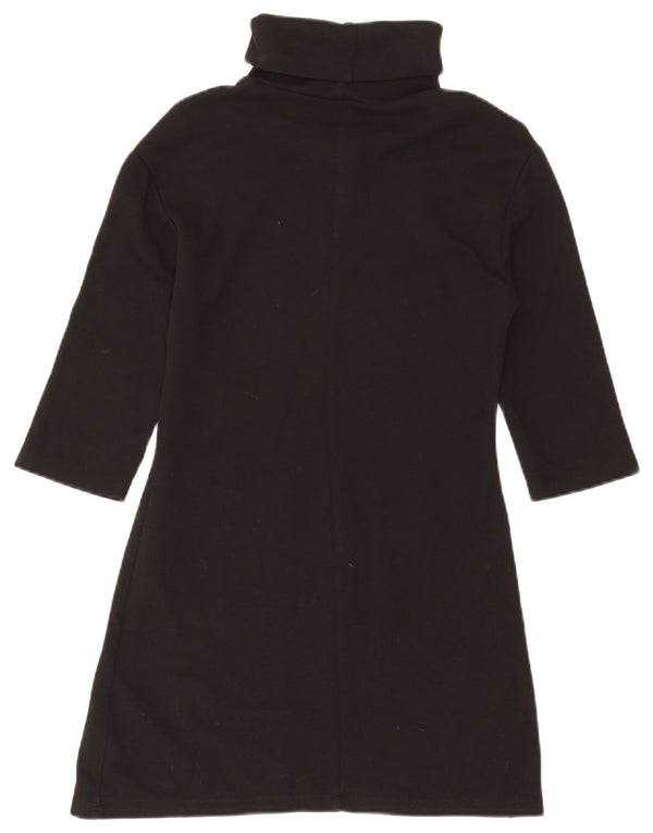Zara Vestido acampanado con cuello vuelto y manga 3/4 para mujer UK 40 Small Black