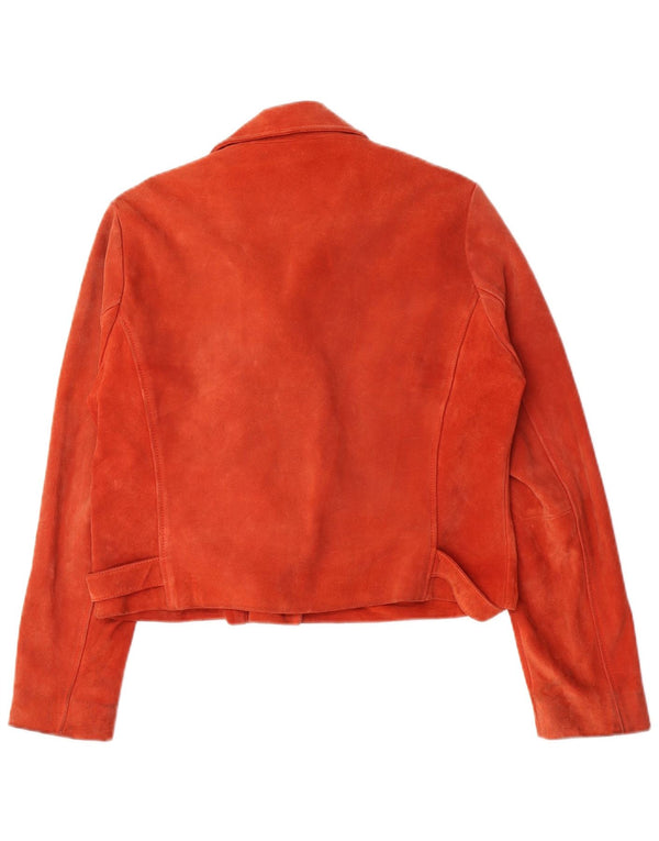 Topshop Chaqueta motera de ante para mujer UK 46 Large Pink Leather