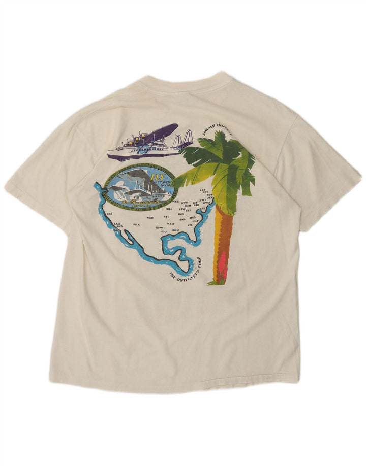 Vintage hombres Jimmy Buffet camiseta gráfica Top grande algodón blanco