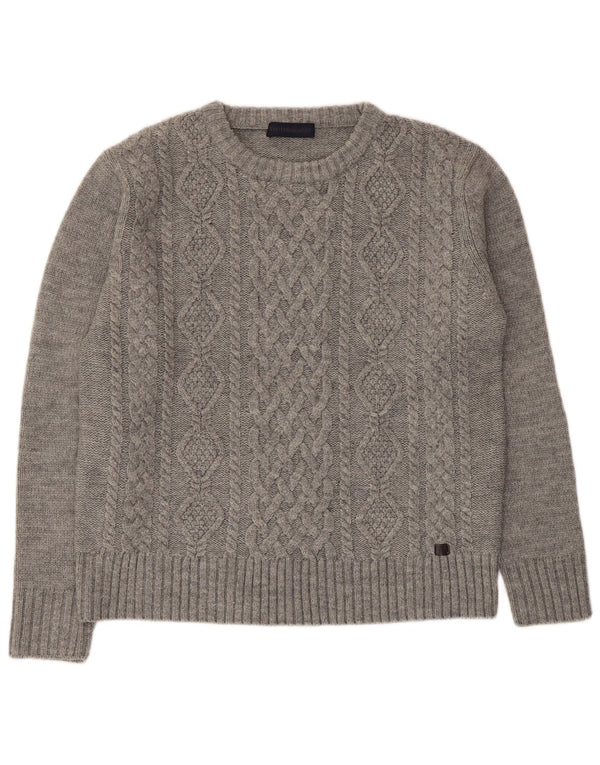 Trussardi Jersey de cuello redondo para mujer UK 46 Large Gris Acrílico