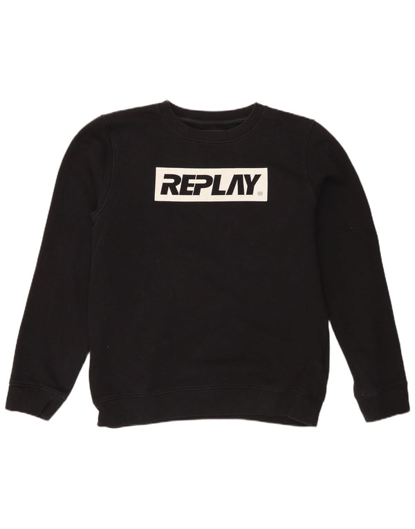 Replay Sudadera Gráfica para Hombre Jersey Medium Black