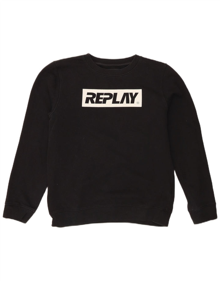 Replay Sudadera Gráfica para Hombre Jersey Medium Black