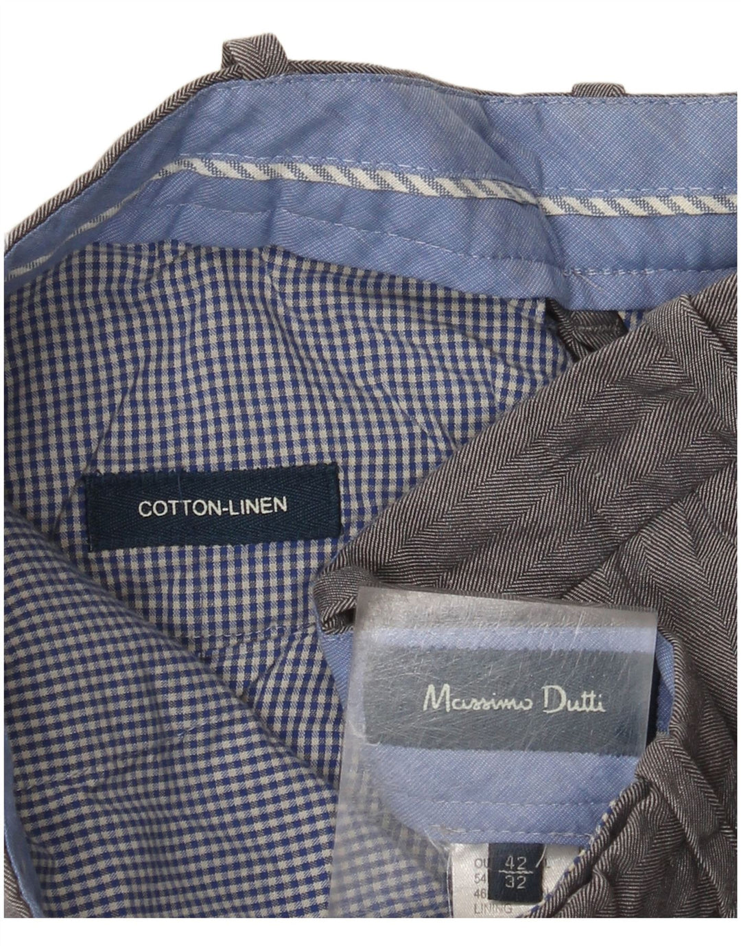 Massimo Dutti Pantalón de traje slim para hombre EU 42 Large W32 L32 Grey Herringbone