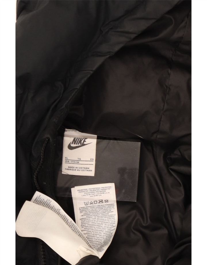 NIKE Chaqueta acolchada con capucha para niño 13-14 años XL Negro Poliéster