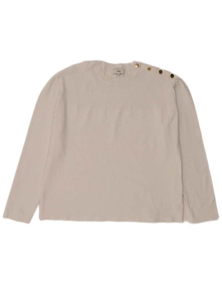 Marks & Spencer Jersey de cuello redondo para mujer UK 44 Viscosa blanca mediana