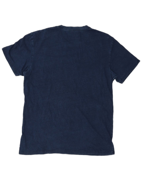 SUPERDRY Hombre Camiseta Top Grande Azul Marino Algodón