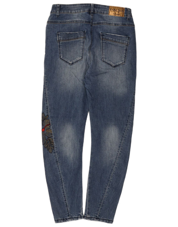 Desigual Womens Banana Slim Jeans W26 L25 Blue Floral