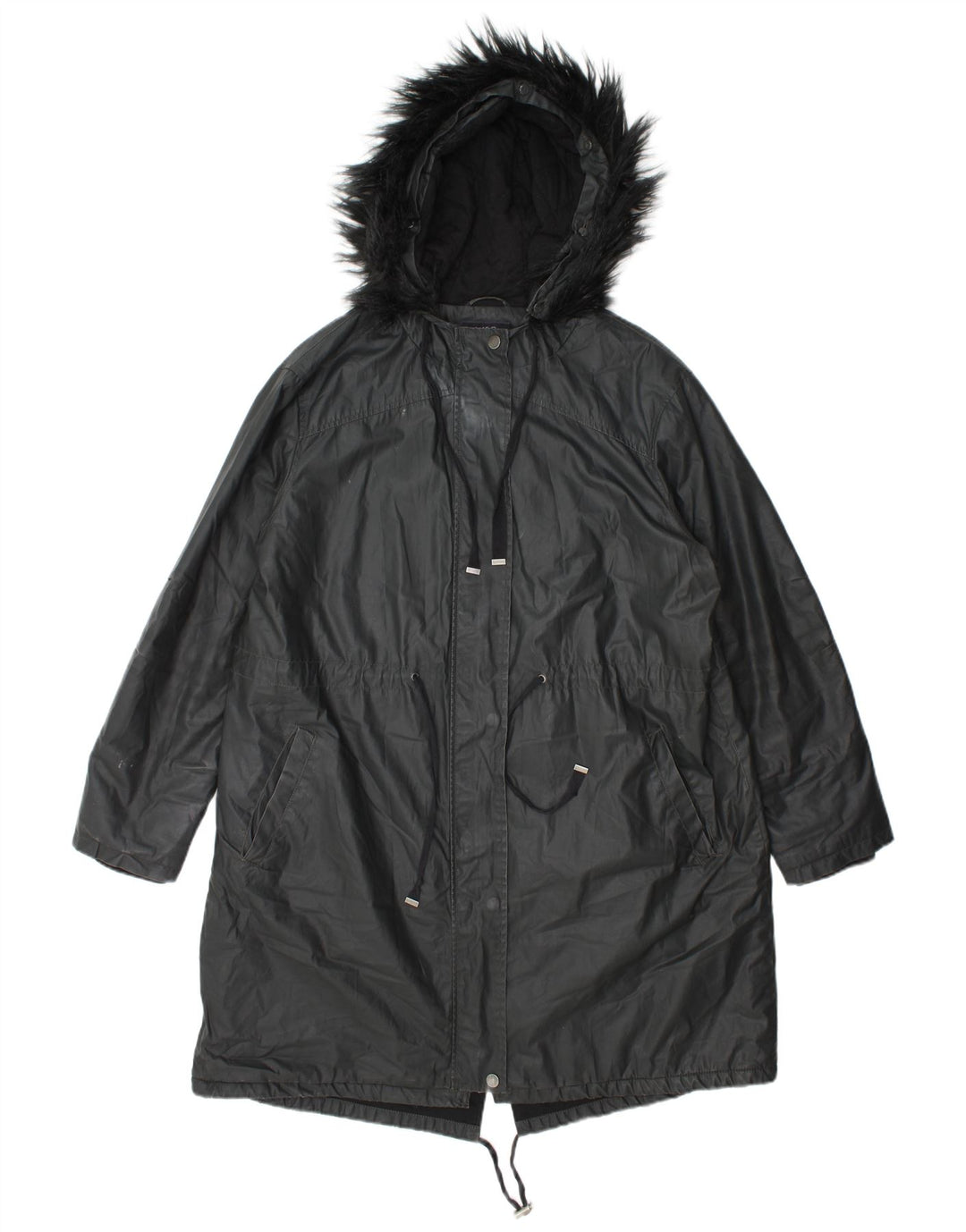 Marks & Spencer Chaqueta Parka Encerada con Capucha para Mujer Reino Unido 44 Grande Gris