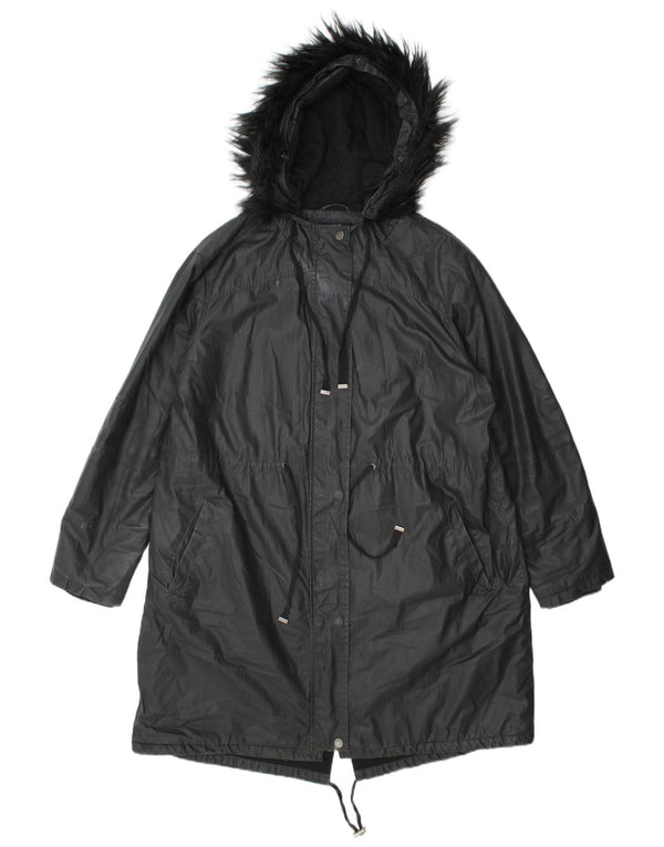 Marks & Spencer Chaqueta Parka Encerada con Capucha para Mujer Reino Unido 44 Grande Gris
