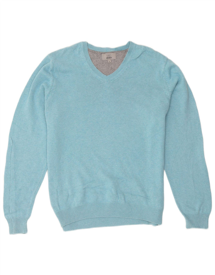 Marks & Spencer Jersey Regular Fit con Cuello en V para Hombre Algodón Azul Grande