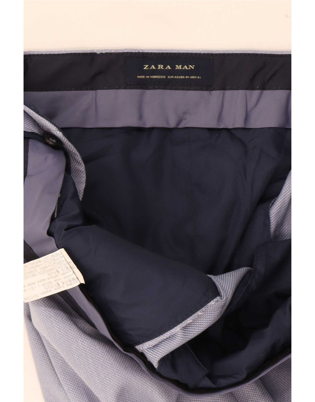 Zara Pantalón de traje slim para hombre EU 40 Medium W31 L32 Poliéster azul