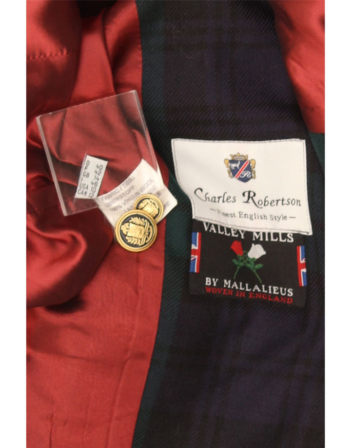 Charles Robertson Chaqueta Blazer de 3 Botones para Mujer UK 44 Grande Azul Marino a Cuadros