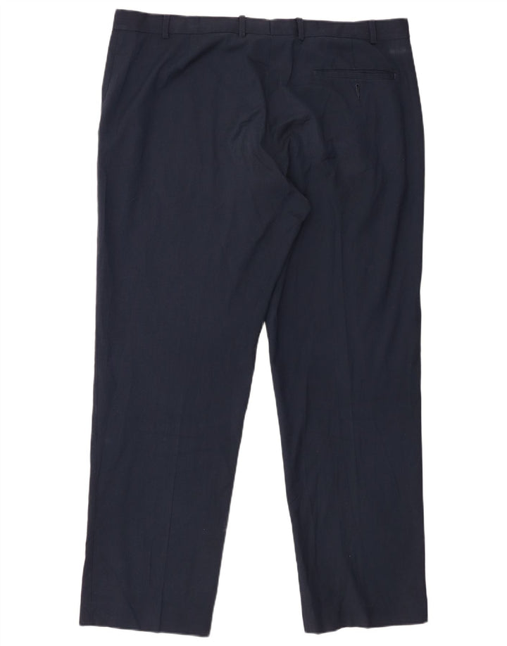Marks & Spencer Pantalón de traje regular para hombre W40 L31 Poliéster azul marino