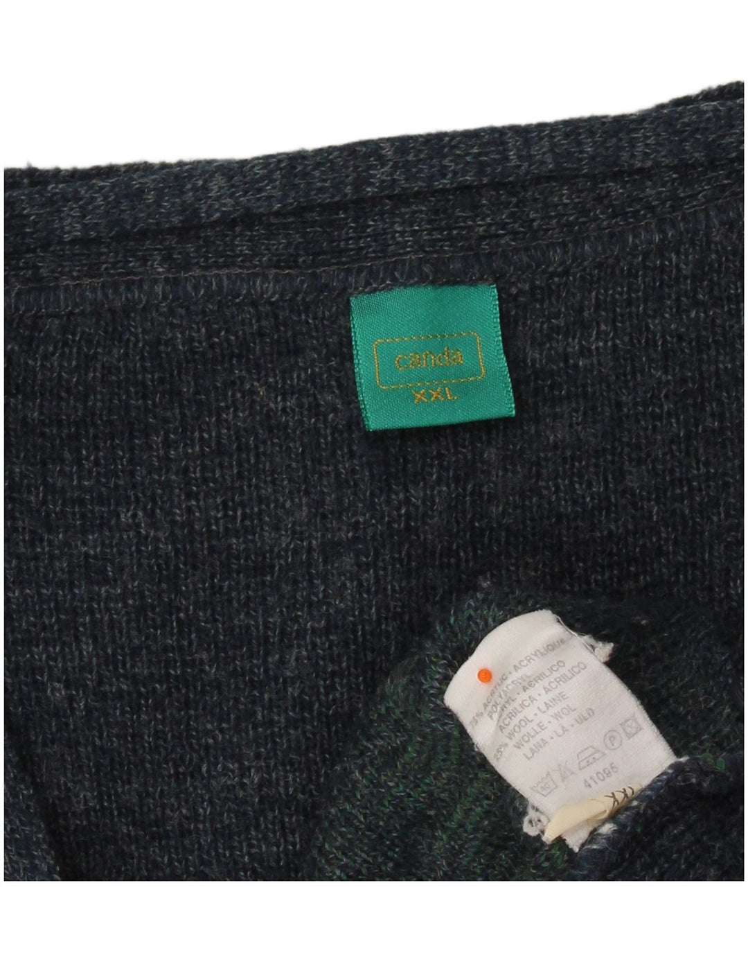 CANDA Suéter tipo cárdigan holgado para hombre 2XL Azul marino Argyle/Diamante Acrílico